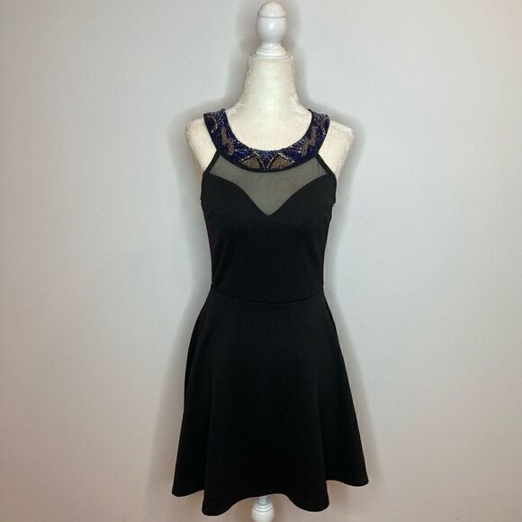 Charlotte Russe, Glam Beaded Neckline, Mesh Chest Cut Out, Keyhole Back, Medium - Picture 1 of 10